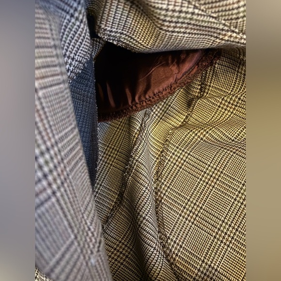 Vintage 80s Virgo II Tan Khaki Brown Houndstooth Blazer w/ Shoulder Pads Size 14 - Picture 14 of 14